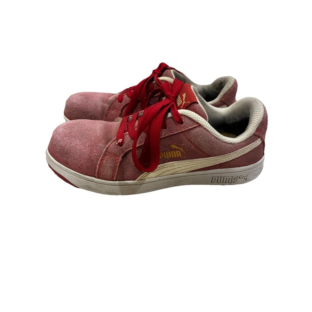 Puma Iconic Steel Toe Work Shoes Women's‎ Sz 6 Suede Red Low Top Comfort